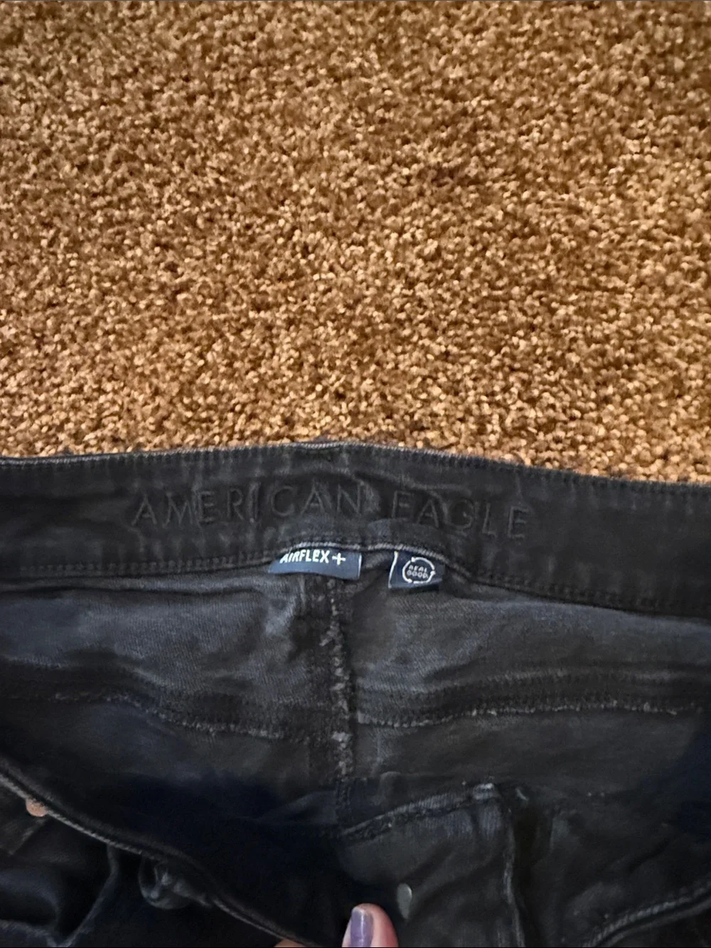 Men's Black American Eagle Straight-Leg Jeans